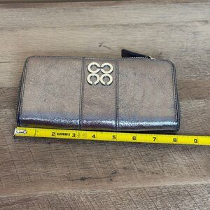 Coach metallic silver purple zip around wallet